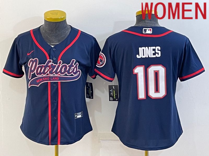 Women New England Patriots #10 Jones Blue 2022 Nike Co branded NFL Jerseys